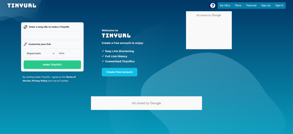 TinyURLの操作画面キャプチャ